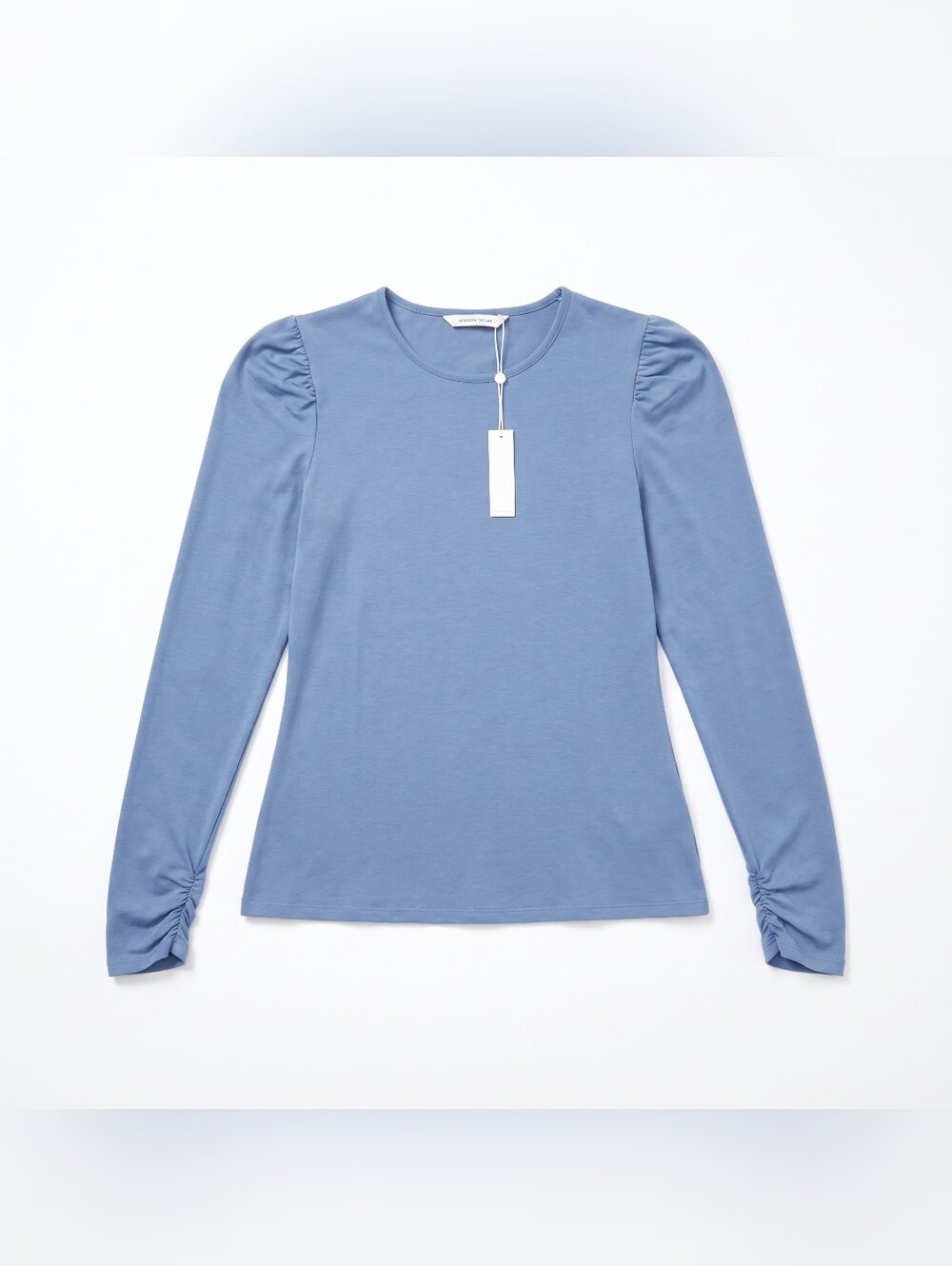 Rebecca Taylor Slate Blue Rouched Sleeve Blouse